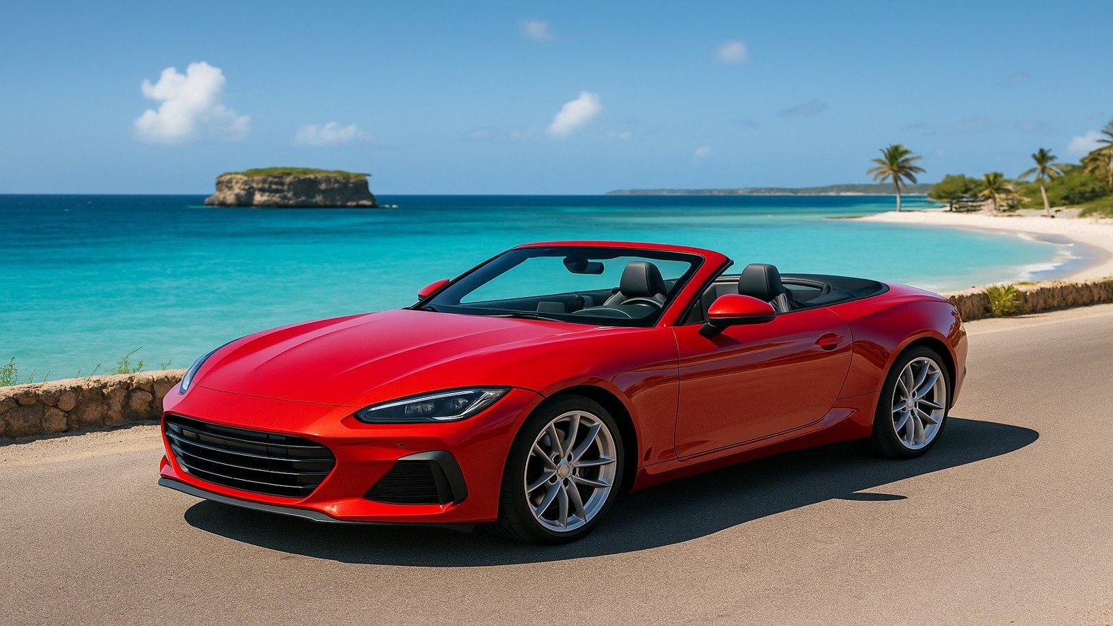 Convertible sports car in Curaçao
