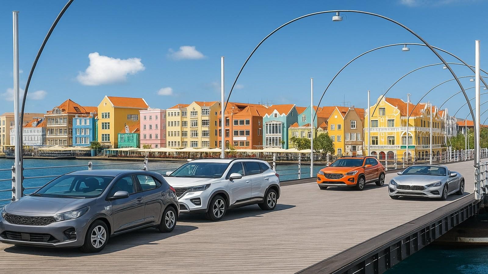 Curaçao bridge background with cars